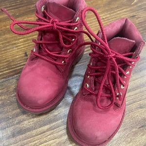 Red timberland size 5 boots